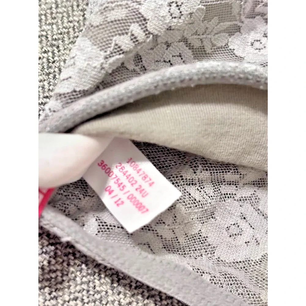 Victoria's Secret LOVE PINK Lace Bandeau Gray Strapless Bra Size XS Extra Small